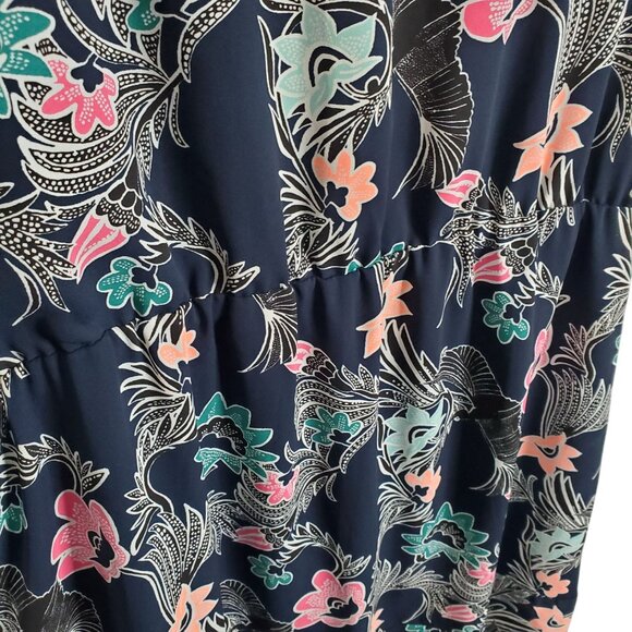 Banana Republic Size 12 Dress Ruffle Hem Floral Kimono Sleeve Country Cottage - Picture 9 of 9